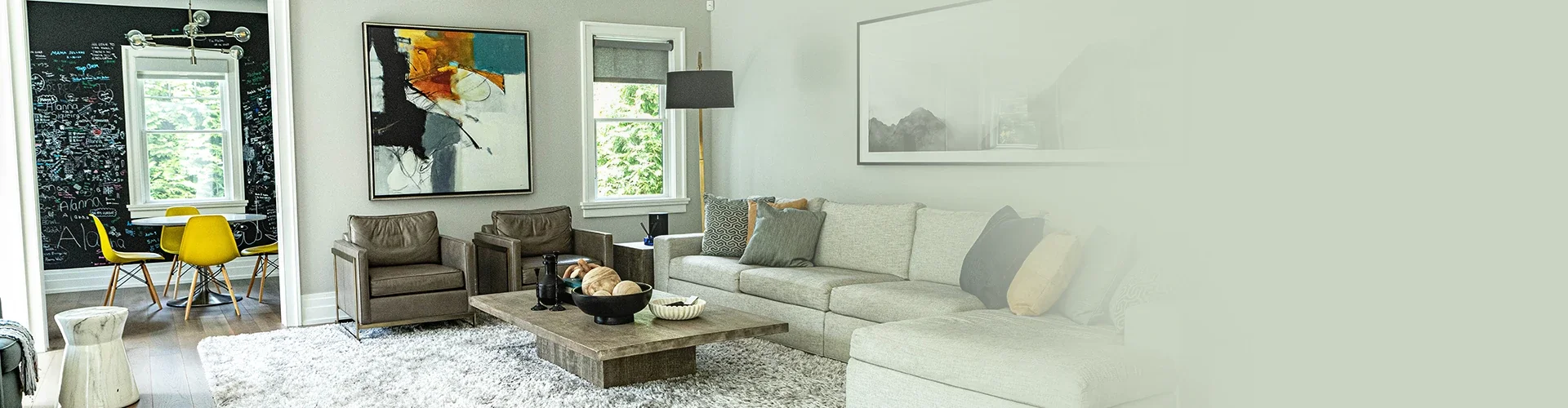 Bright living room designed by Fran Kroll